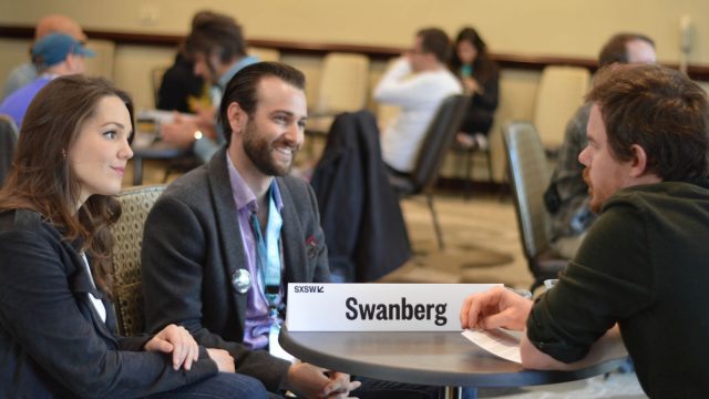 Narrative Filmmaker Mentor: Joe Swanberg speaks with mentees - SXSW 2018. Photo by Nicole Burton Narrative Filmmaker Mentor: Joe Swanberg speaks with mentees - SXSW 2018. Photo by Nicole Burton