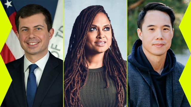 2021 SXSW speakers (l-r) Pete Buttigieg, Ava DuVernay, and Charles Yu