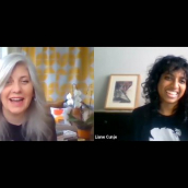 Liane Cunje moderates as director Kier-La Janisse answers questions for “A Q&A with Kier-La Janisse of ‘Woodlands Dark and Days Bewitched’” at SXSW Online on March 17, 2021.