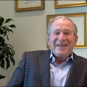 Evan Smith speaks with President George W. Bush at the featured session “President George W. Bush in conversation with Evan Smith” during SXSW Online on March 18, 2021.