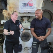 Astronauts Kate Rubins and Victor J. Glover, Jr.,  speak from the International Space Station at the featured session “Space is for Everybody: Insights from NASA Astronauts” during SXSW Online on March 16, 2021.