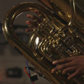 Theon Cross (tuba) performs at the SXSW Music Festival showcase presented by Jazz re:freshed Outernational during SXSW Online on March 16, 2021.