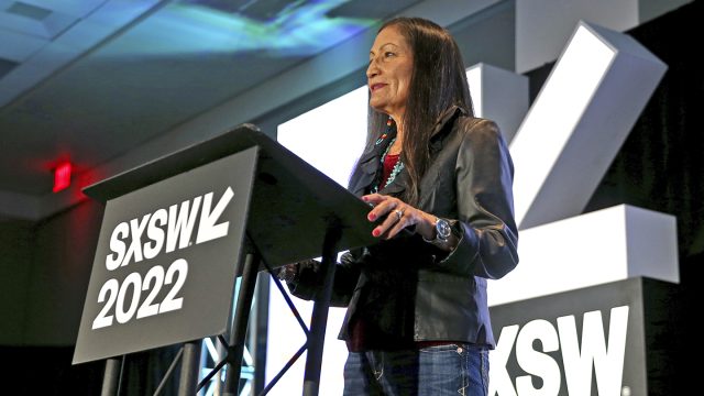 Secretary of the Interior Deb Haaland speaks at 'Auntie Deb's Guide to Equity & Inclusion' – SXSW 2022 – Photo by Hutton Supancic/Getty Images for SXSW
