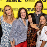 (L-R) Dana Millican, Stefanie Estes, Eleanore Pienta, Cissy Ly, Jon Beavers, Melissa Paulo, Olivia Luccardi attend "Soft and Quiet" – SXSW 2022 – Photo by Christopher de la Rosa