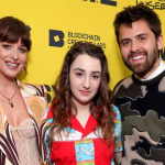 (L-R) Dakota Johnson Vanessa Burghardt and Cooper Raiff attend "Cha Cha Real Smooth" premiere – SXSW 2022 º Photo by Rich Fury/Getty Images for SXSW