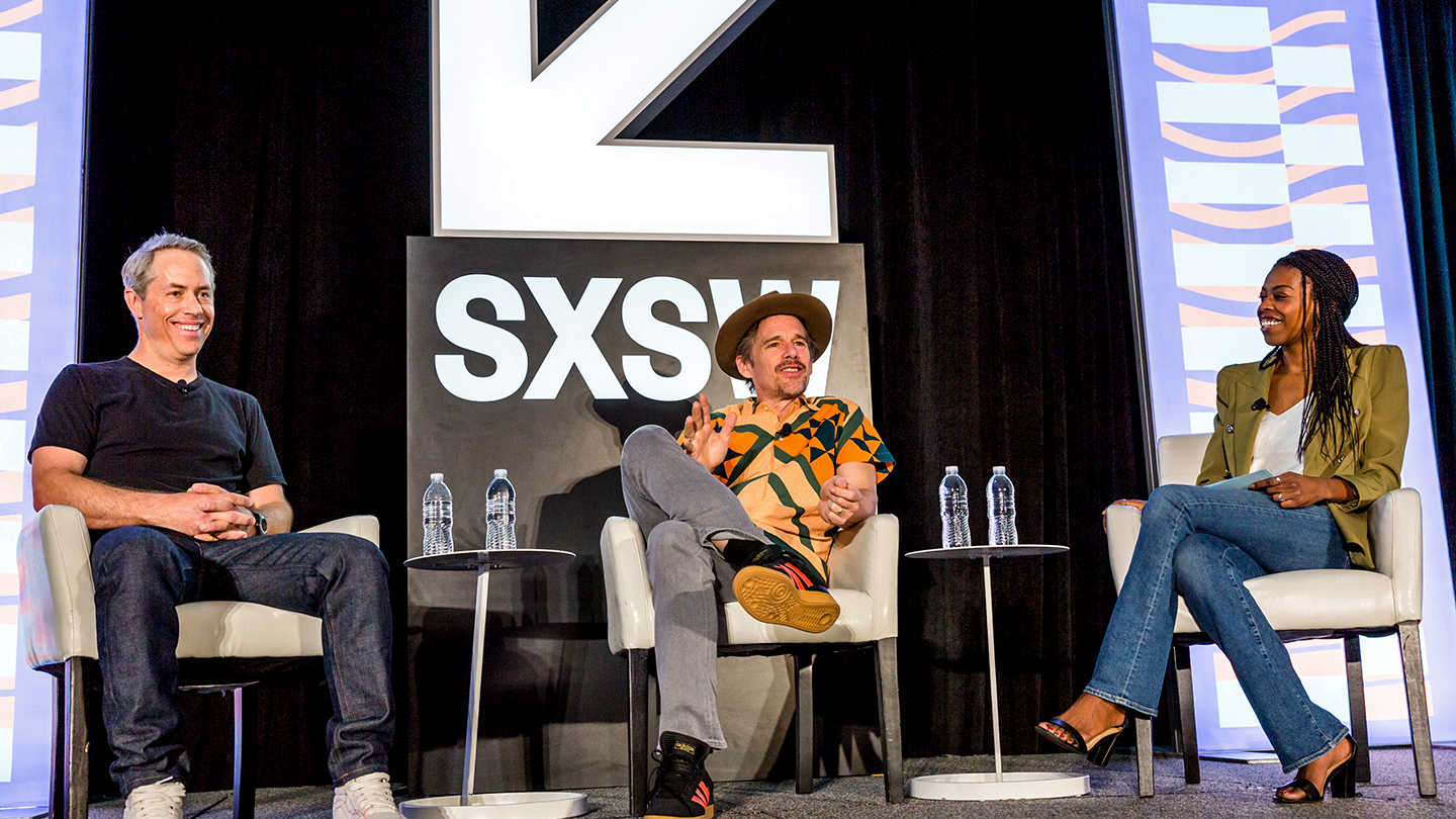 Featured Session: FISHPRIEST: A Conversation with Ethan Hawke, Kelly Garner and Brittany Jones-Cooper – SXSW 2022 – Photo by Raegan Labat