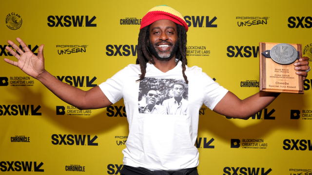 Damian Marcano wins the Adam Yauch Hörnblowér Award for "Chee$e" – SXSW 2022 – Photo by Rich Fury/Getty Images for SXSW
