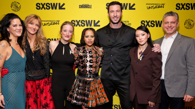 (L-R) Kiki Wolfkill, Natascha McElhone, Jen Taylor, Olive Gray, Pablo Schreiber, Yerin Ha and Steven Kane attend the "Halo" premiere – SXSW 2022 – Photo by Rich Fury/Getty Images for SXSW