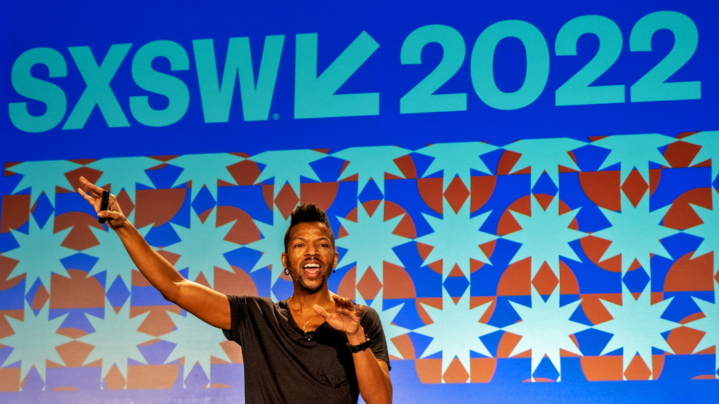 Featured Session: Designing for Liberation with Dario Calmese and Sekou Cooke – SXSW 2022 – Photo by Kip Sikora