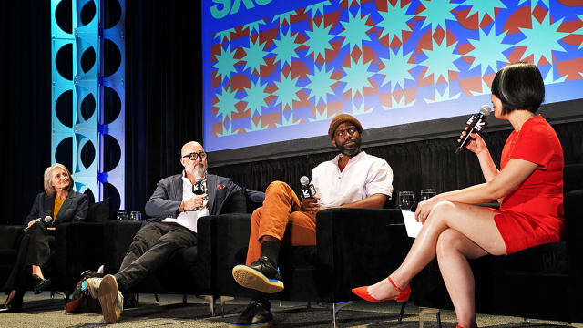 Future Intersections of Food, Technology & Culture with (L-R) Denise Osterhues, Andrew Zimmern, Stephen Satterfield and Emily Ma – SXSW 2022 – Photo by Amy E. Price/Getty Images for SXSW