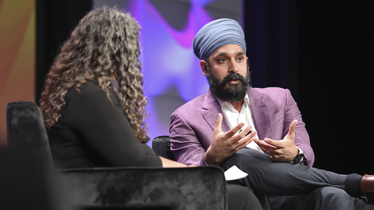 Opening Speaker: Simran Jeet Singh in Conversation with Laurie Santos - SXSW 2023 - Photo by Diego Donamaria/Getty Images for SXSW