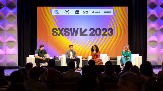 (L-R) Alexis Ohanian, Rostam Reifschneider, Maya Penn, Lissie Garvin – Featured Session: Empowering the Next Generation to Build a Better Future – SXSW 2023 – Photo by Justin Lotak