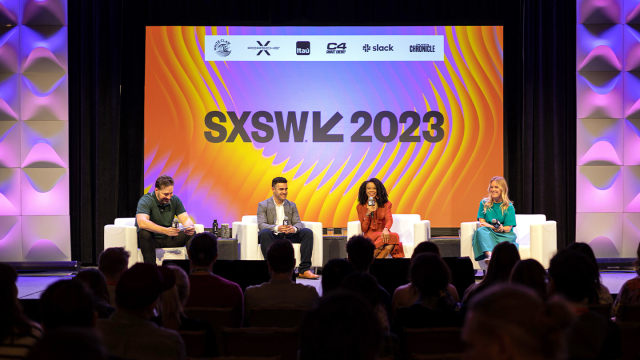 (L-R) Alexis Ohanian, Rostam Reifschneider, Maya Penn, Lissie Garvin – Featured Session: Empowering the Next Generation to Build a Better Future – SXSW 2023 – Photo by Justin Lotak