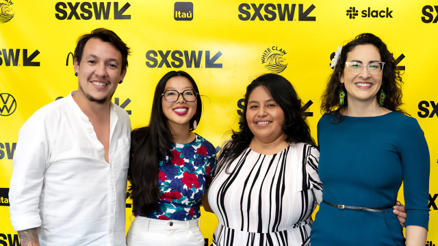 (L-R) Samuel Diaz Fernandez, Ai Vuong, Nolvia Castillo – "La Cosecha" Premiere – SXSW 2023 – Photo by Melissa Bordeau