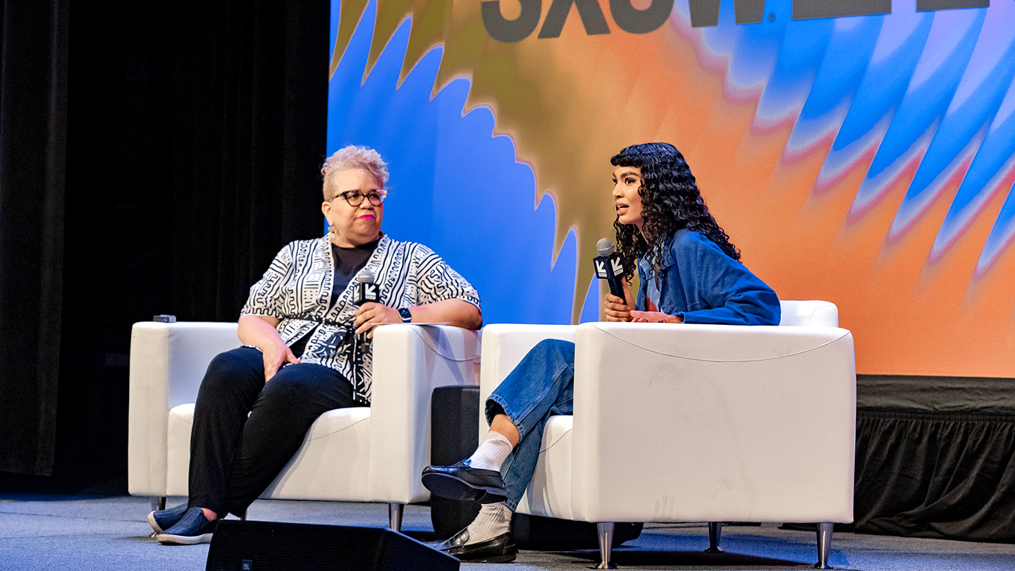 (L-R) Ami McReynolds and Sophia Roe – Featured Session: It’s Time We Talked About Food: The Quest to Feed a Hungry World – SXSW 2023 – Photo by Marina Alvarez