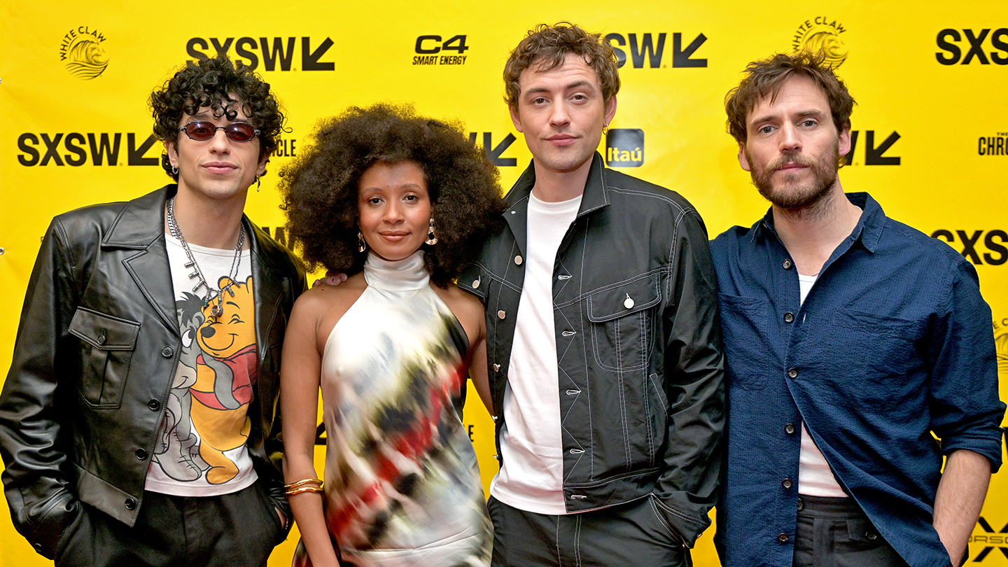 (L-R) Sebastian Chacon, Nabiyah Be, Josh Whitehouse and Sam Claflin – Featured Session: Daisy Jones & the Six Cast and Creators Discuss Hit-Series – SXSW 2023 – Photo by Jason Bollenbacher/Getty Images for SXSW