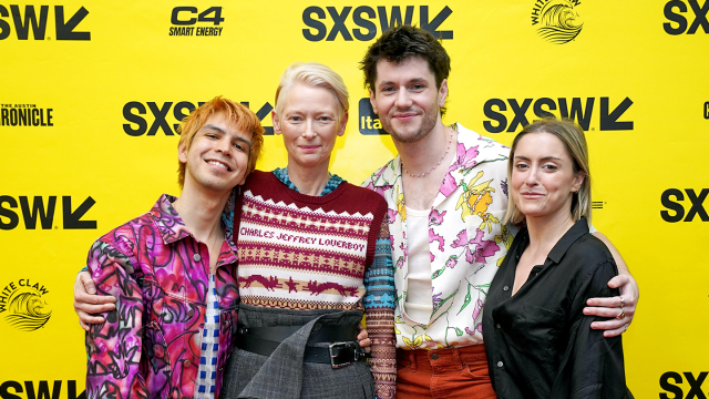 (L-R) Julio Torres, Tilda Swinton, James Sculley and Greta Titelman – SXSW 2023 – Photo by Amy E. Price/Getty Images for SXSW