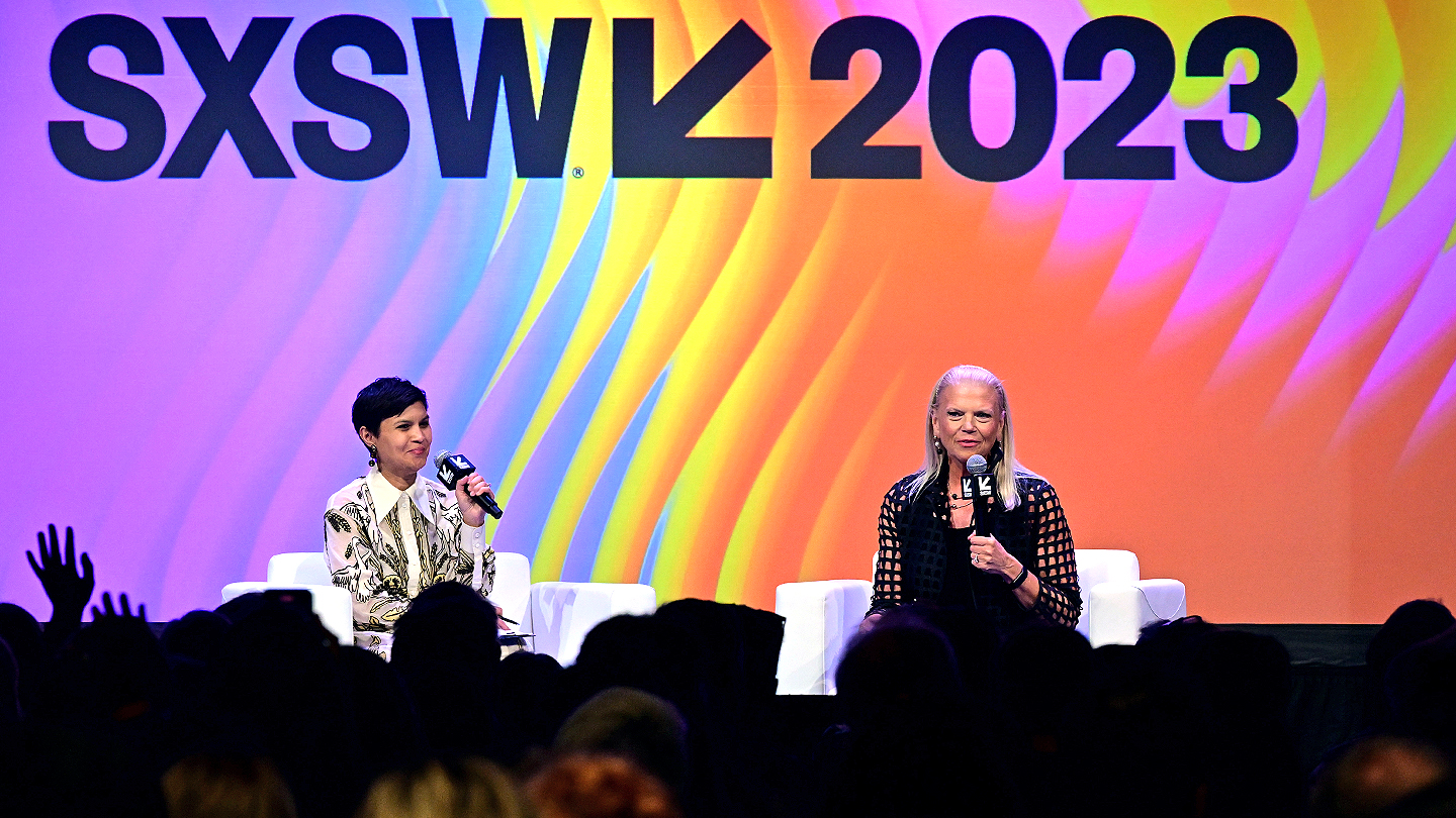 (L-R) Stephanie Mehta and Ginni Rometty – Featured Speaker: Leading with Good Power – SXSW 2023 – Photo by Chris Saucedo/Getty Images for SXSW
