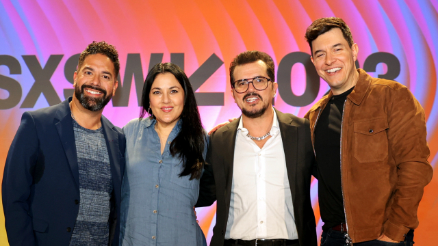 (L-R) Ben DeJesus, Carolina Saavedra, John Leguizamo, and Tom Llamas – SXSW 2023 – Photo by Diego Donamaria/Getty Images for SXSW