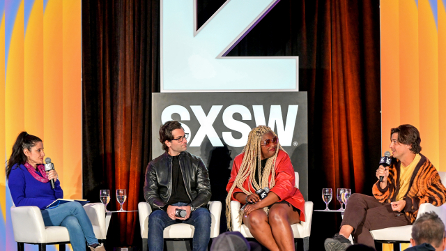 (L-R) Deborah Sengupta Stith, Aarash Darroodi, Kam Franklin and Matthew Logan Vasquez – Featured Session: True Grit: 3 Stories of Overcoming Life's Challenges To Make It In The Music Business – SXSW 2023 – Photo by Chris Saucedo/Getty Images for SXSW