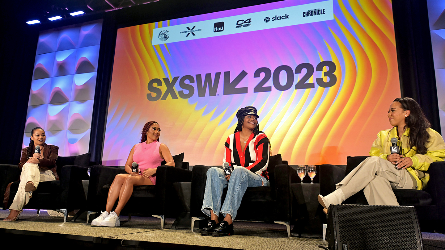 (L-R) Tallie Spencer, DJ Rosegold, Karen Civil, and Naomi Wright – Featured Session: The Art of Creating Influence 101 – SXSW 2023 – Photo by Nicola Gell/Getty Images for SXSW