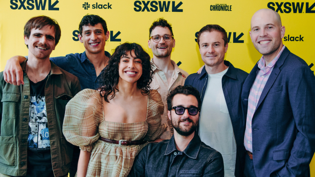 (L-R) Patrick Ward, Steven Kanter, Claudia Restrepo, Henry Loevner, Derrick Deblasis, Ben Coleman, Lovell Holder – "Peak Season" Premiere – SXSW 2023 – Photo by Oscar Moreno