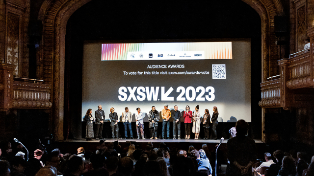 (L-R) Bobby Bastarache, Mccaul Lombardi, Lance Larson, Luis Chavez, Roberto urbina,Chris Mulkey, Jas Shelton, Kendal Rae, Julieth Restrepo, Elizabeth Avellan, Tara Pirnia attend "Deadland" Q&A – SXSW 2023 – Photo by Marina Alvarez