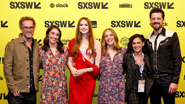 (L-R) Sam Bisbee, Lisa Steen, Karen Gillan, Anna Greenfield, Alexandra Barreto, Taylor Feltner attend "Late Bloomers" Premiere – SXSW 2023 – Photo by Errich Petersen/Getty Images for SXSW