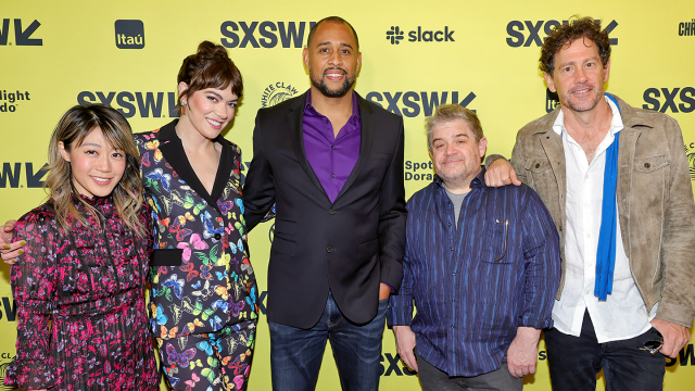 (L-R) Julie Zhan, J.J. Nolan, Elimu Nelson, Patton Oswalt, James Ward Byrkit attend "Shatter Belt" World Premiere – SXSW 2023 – Photo by Michael Loccisano/Getty Images for SXSW