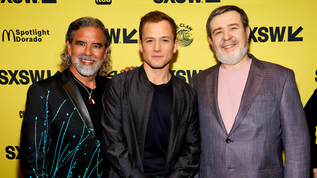 (L-R) Henk Rodgers, Taron Egerton, Alexey Pajitnov attend "Tetris" World Premiere – SXSW 2023 – Photo by Frazer Harrison/Getty Images for SXSW