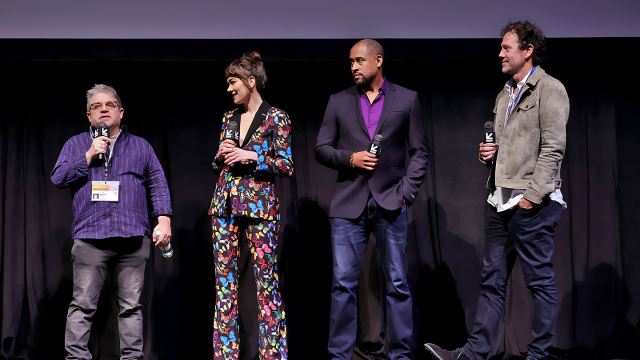 (L-R) Peter Hall, Patton Oswalt, J.J. Nolan, Elimu Nelson, James Ward Byrkit attend "Shatter Belt" Q&A – SXSW 2023 – Photo by Michael Loccisano/Getty Images for SXSW