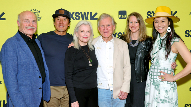 (L-R) Bob Eisenhardt, Jimmy Chin, Kristine Tompkins, Rick Ridgeway, Anna Barnes, Elizabeth Chai Vasarhelyi attend "Wild Life" Premiere – SXSW 2023 – Photo by Michael Loccisano/Getty Images for SXSW