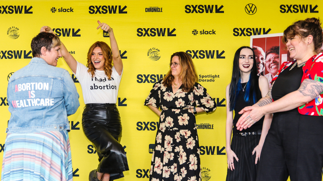 (L-R) Julie Amaon, Jess Jacobs, Tracy Droz Tragos, Beth Kearsley, Meredith Perry attend "Plan C" Premiere – SXSW 2023 – Photo by Abigail Steward