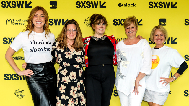 (L-R) Jess Jacobs, Tracy Droz Tragos, Meredith Perry attend "Plan C" Premiere – SXSW 2023 – Photo by Abigail Steward