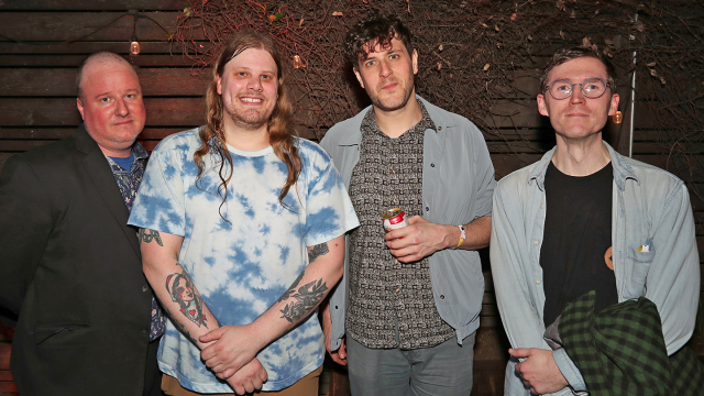 (L-R) Joe Casey, Scott Davidson, Greg Ahee, and Alex Leonard of Protomartyr – SXSW 2023 – Photo by Hutton Supancic/Getty Images for SXSW