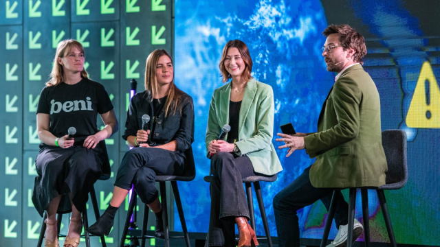 Sarah Pinner, Isabella Spataro, Alissa Baier-Lentz and Guillaume de Vesvrotte at The Climate Hub SXSW 2024 - Photo by David Brendan Hall