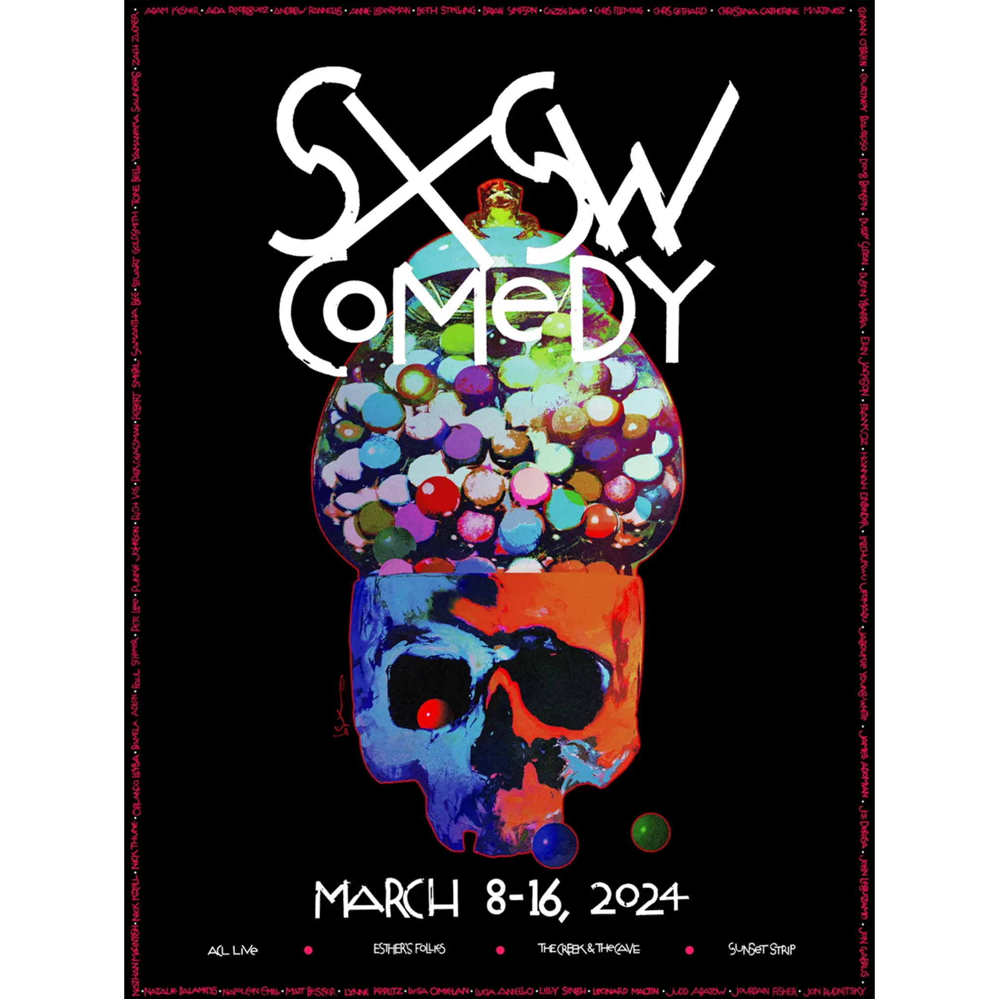 Official 2024 SXSW Comedy Festival Poster – designed by Bill Sienkiewicz