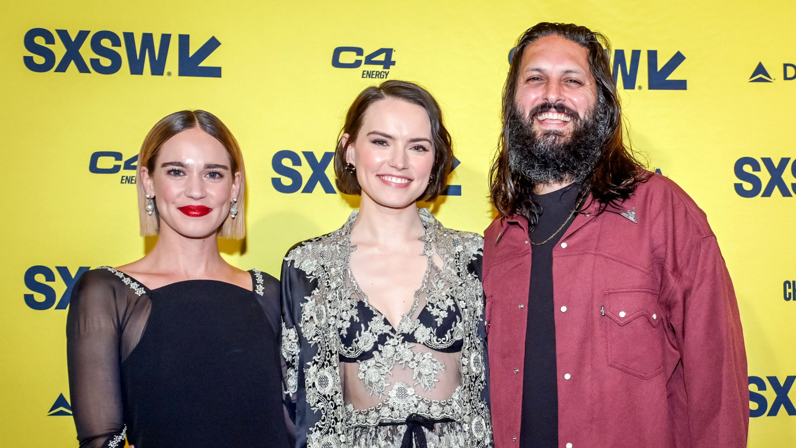 (L-R) Matilda Lutz, Daisy Ridley, Shazad Latif – 