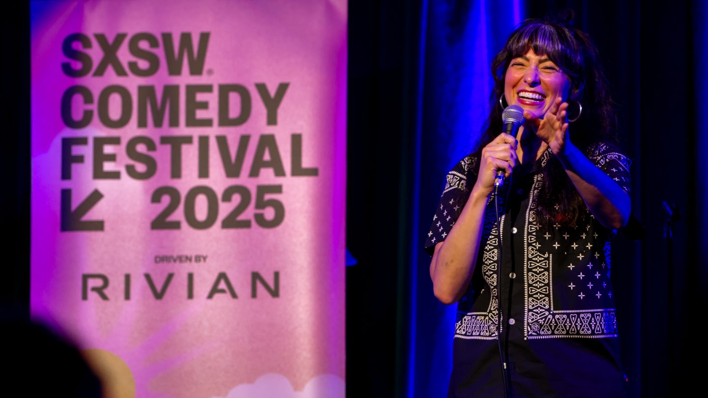Melissa Villaseñor performing on Elysian Nights ATX – SXSW 2025 Comedy Festival – Photo by Travis P. Ball